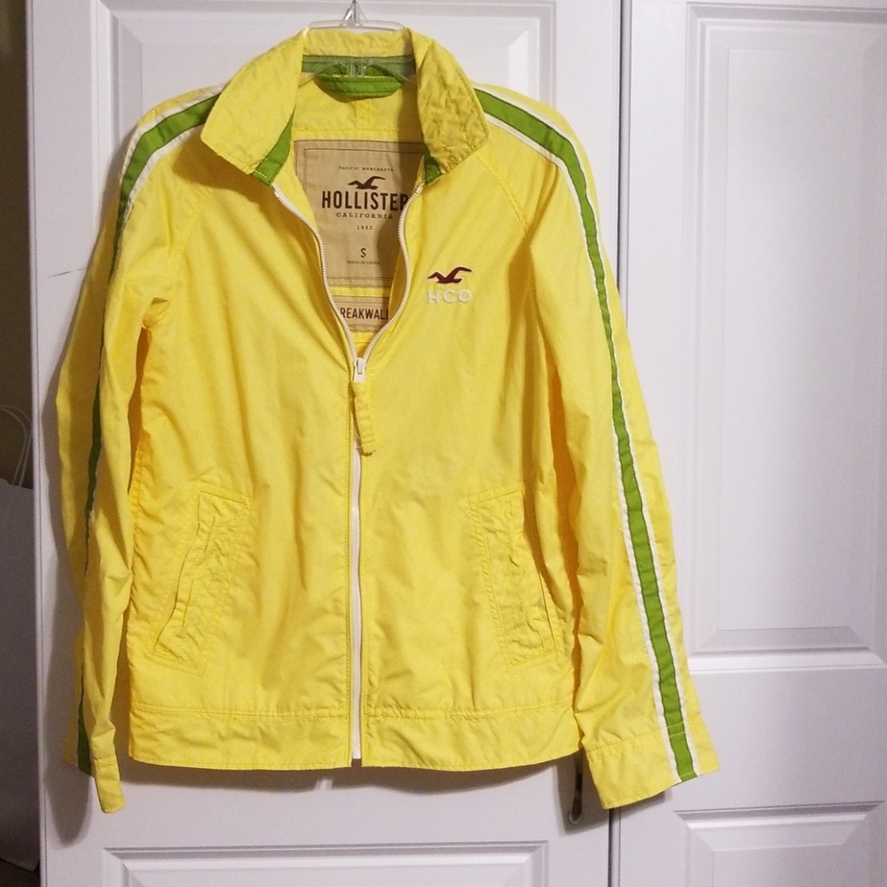 Like New Hollister Yellow Rain/wind jacket